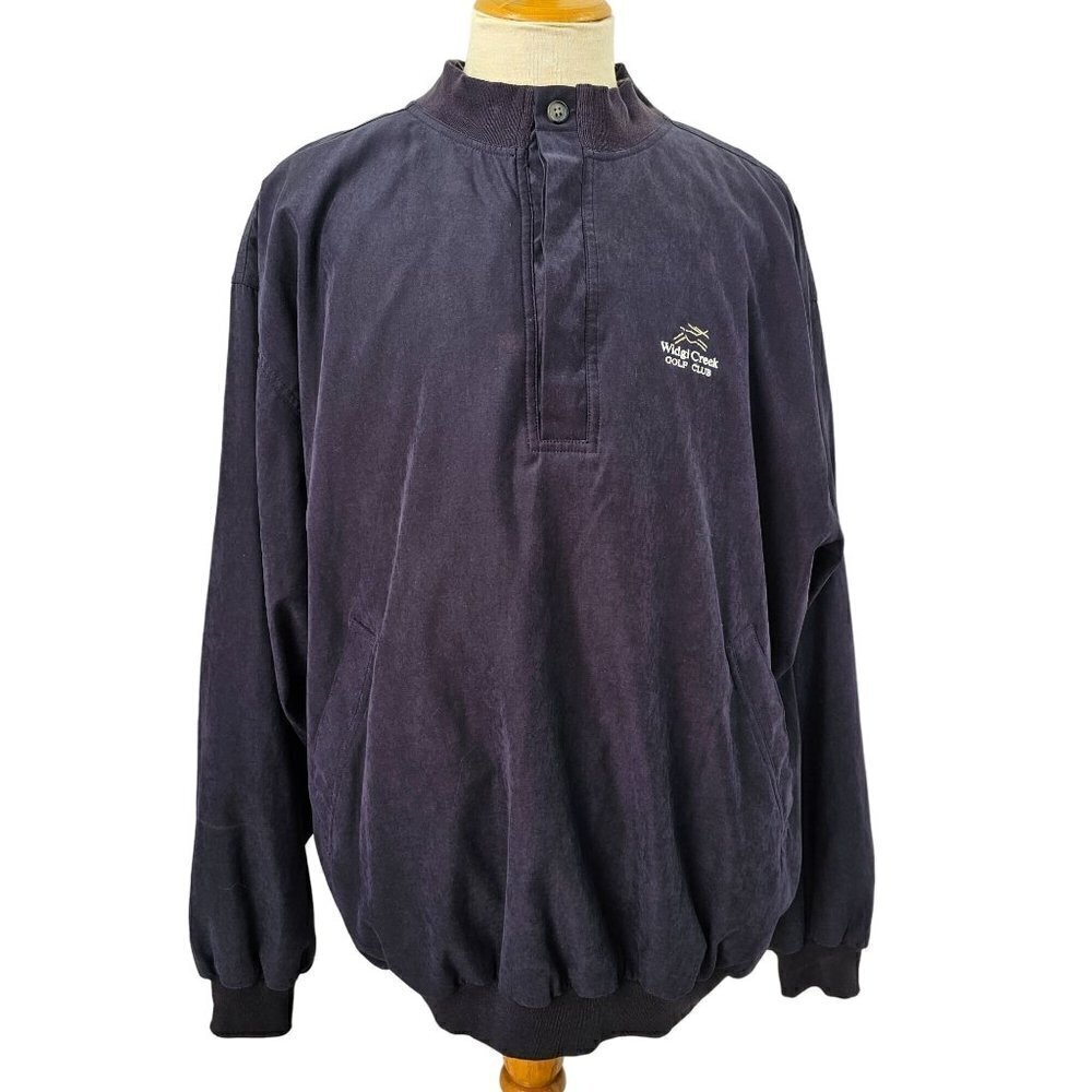 Slazenger Widgi Creek Golf Course 1/4 Button Windbreaker Jacket Mens XL Blue